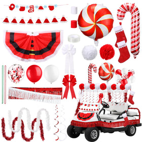 LaRandom golf cart Christmas flag decor enhances visibility and festive charm.