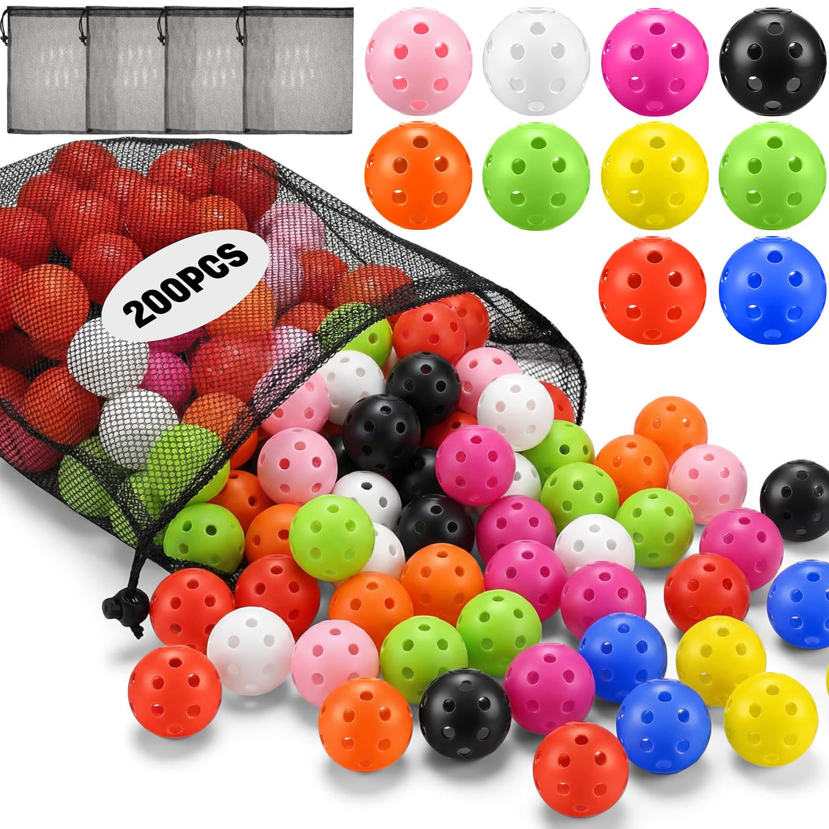 LaRandom practice golf balls 200pcs 42mm for consistent swing training.