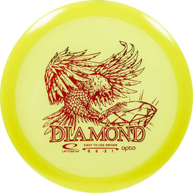 Latitude 64 Diamond disc, close-up view, beginner-friendly design for easy turns and straighter flights.