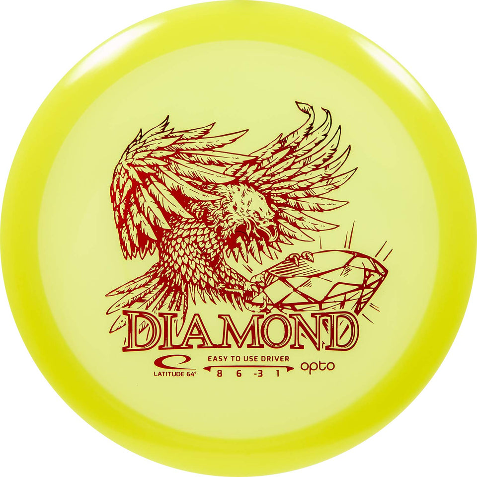 Latitude 64 Diamond disc, close-up view, beginner-friendly design for easy turns and straighter flights.