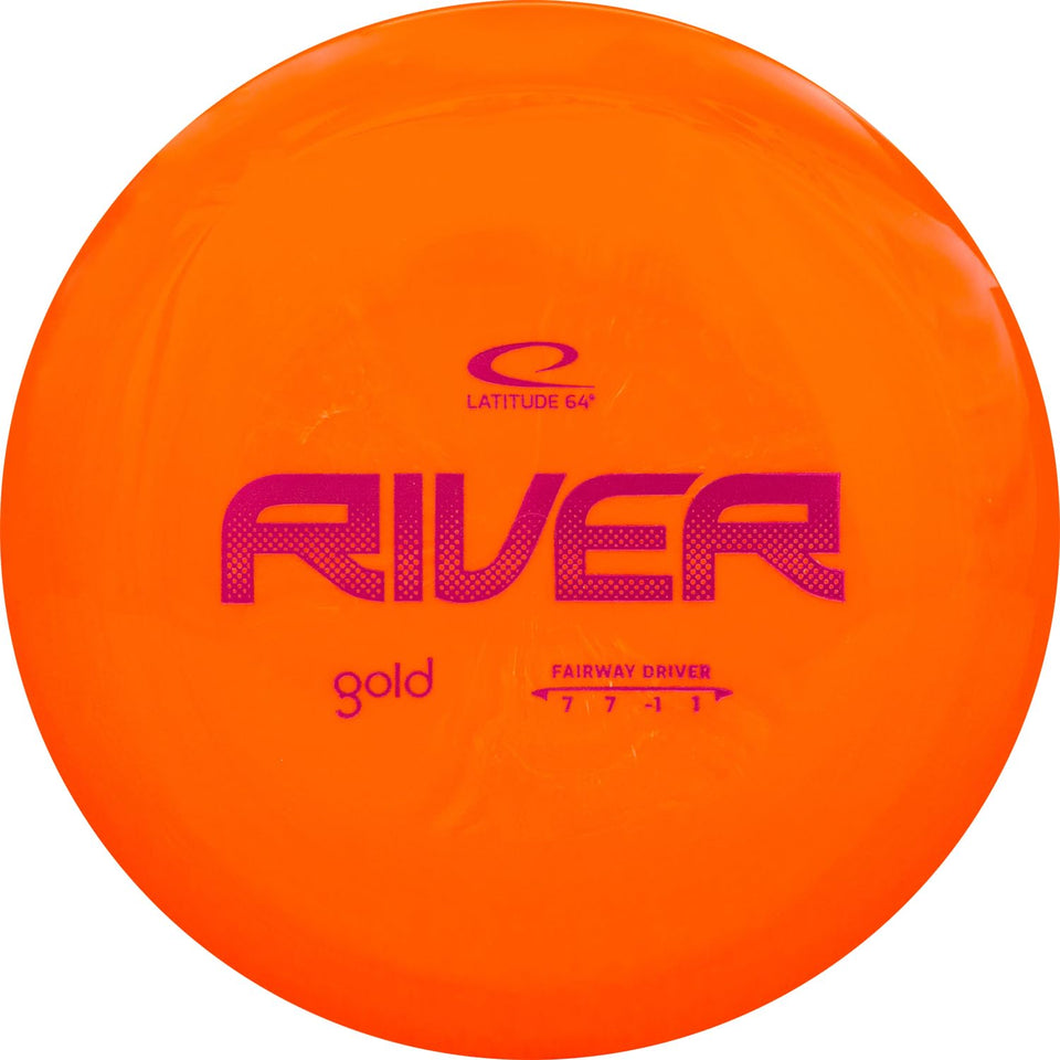Latitude 64 Gold River fairway driver in orange offers high glide for easy distance and precise control.