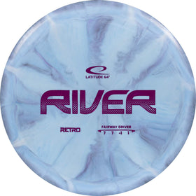 Latitude 64 Retro Burst Sapphire disc, lightweight distance driver for easy throws.