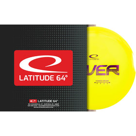 Close-up of white River OptoPlastic disc highlights durable plastic and smooth flight path.