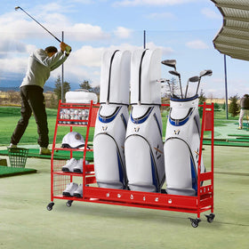 Lauren Harold 3 Golf Bag Organizer wheels enable easy relocation around the garage.
