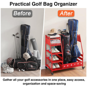Lauren Harold golf bag organizer—easy-to-assemble setup for quick use