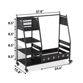 Lauren Harold golf bag organizer in a typical garage layout for easy access.