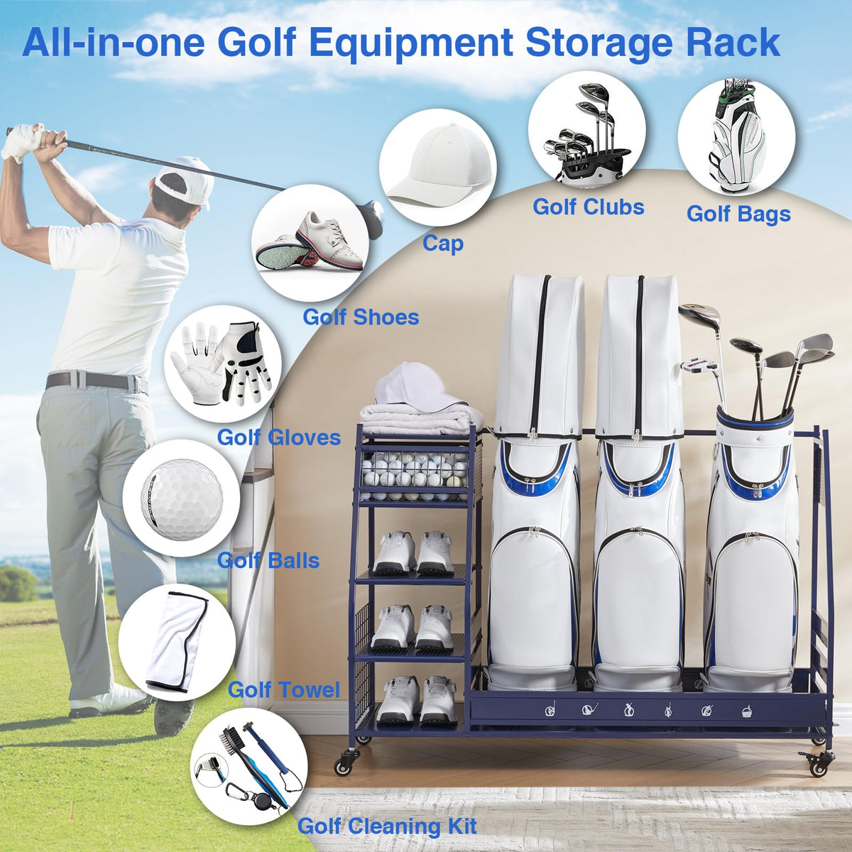 Lauren Harold Golf Organizer locking wheels secure stability during use