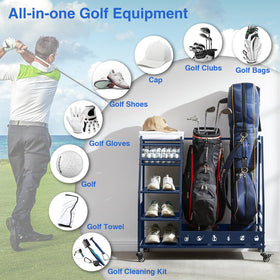 Lauren Harold golf bag organizer towels lid view emphasizes extra storage for towels and accessories.