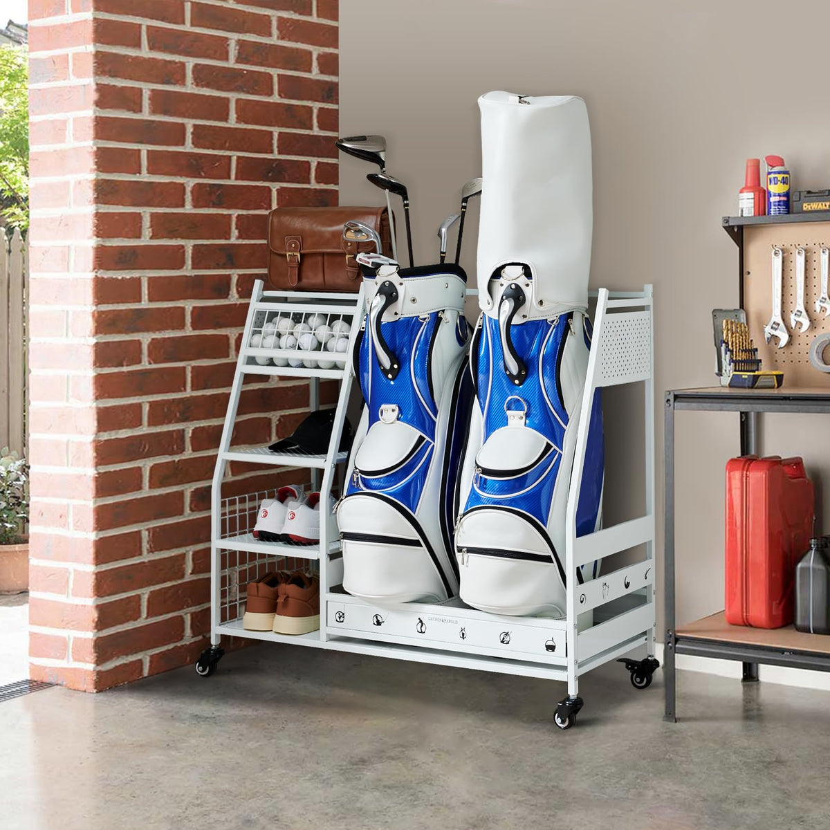 Lauren&Harold Golf Bag Organizer two bags keeps golf gear neatly accessible