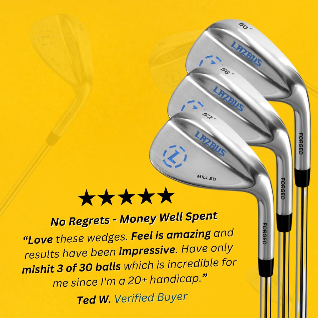 LAZRUS Golf 52-degree wedge at address shows durable forged construction for longevity