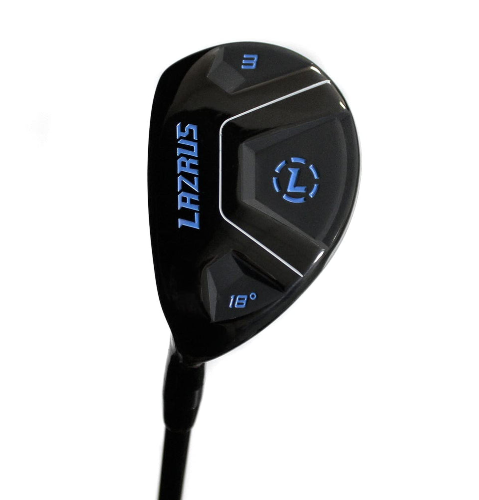 LAZRUS GOLF Premium hybrid 2 club face shows forgiving design for setup.