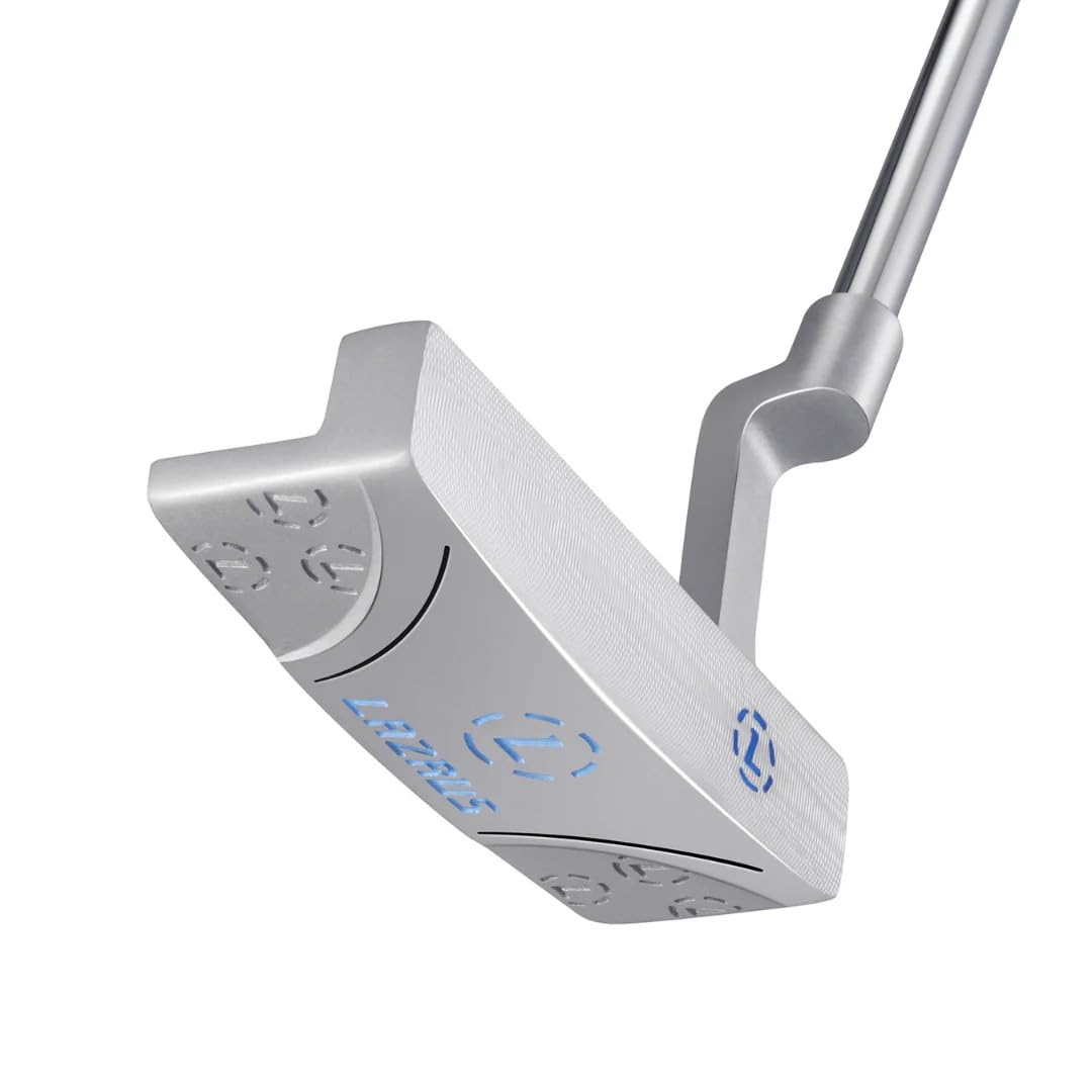 LAZRUS blade putter right-handed, silver finish with head cover for easy alignment