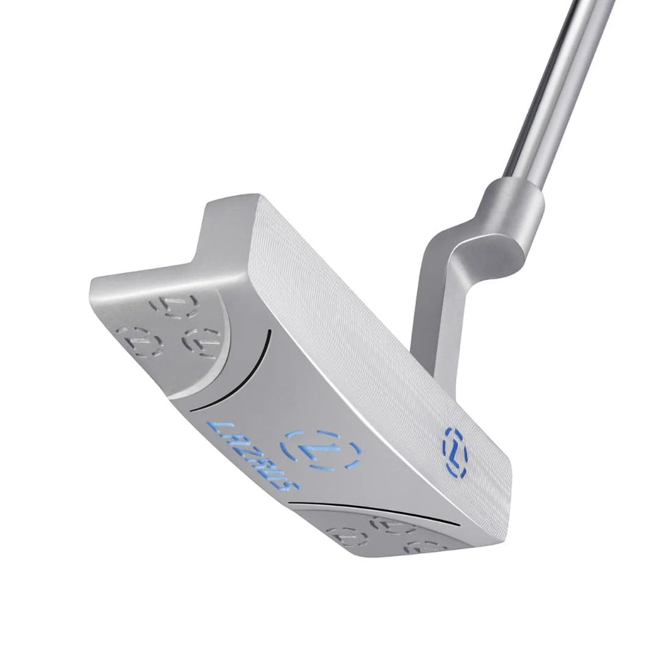 LAZRUS blade putter right-handed, silver finish with head cover for easy alignment