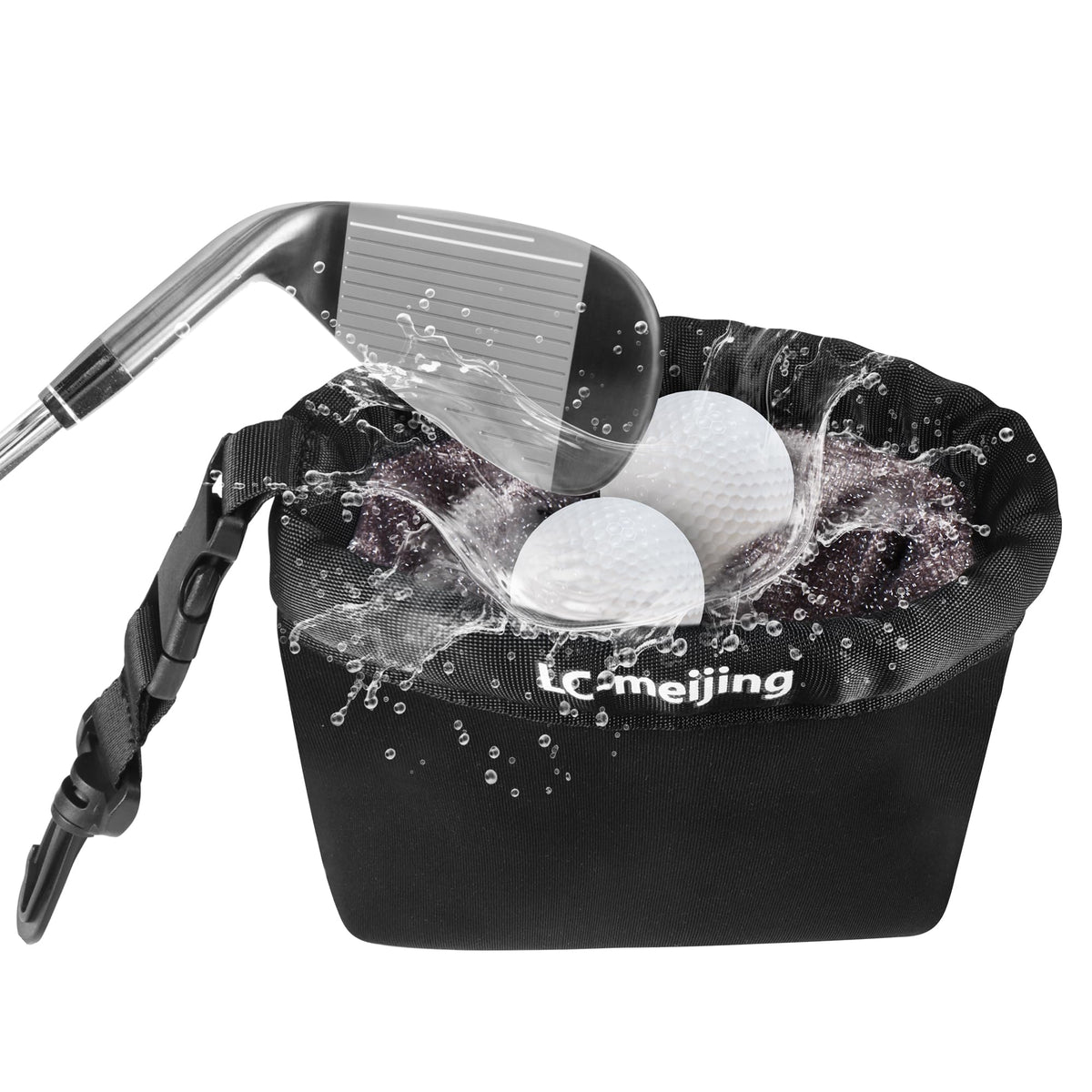 LC-meijing golf club cleaning bag with waterproof liner cleans clubs safely on the course