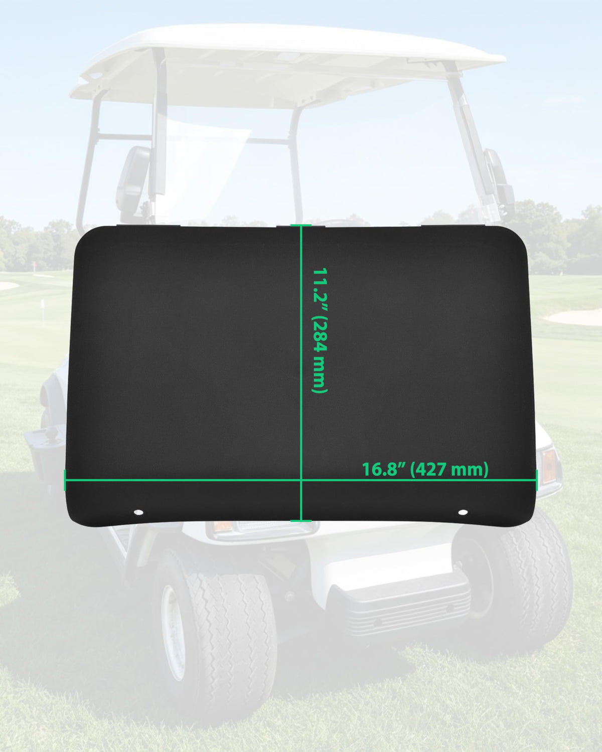 LDETXY after-installation view demonstrates clean integration with golf cart.