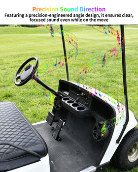 LDETXY precision-angled mounts direct sound toward driver and passenger zones