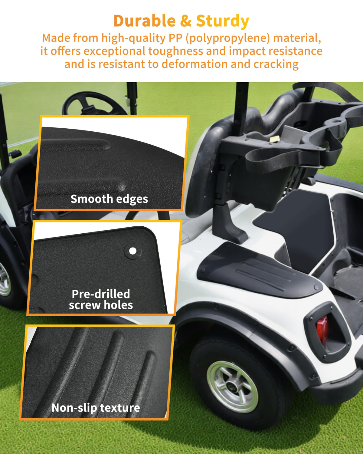 LDETXY snap-fit installation demo showing easy mounting for EZGO RXV guards