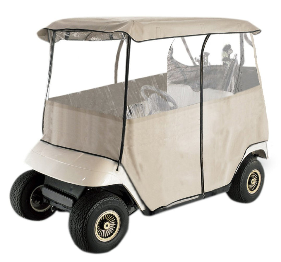 Leader Accessories Deluxe 2-Person Golf Cart Cover, front view, protects your cart from rain and dust.