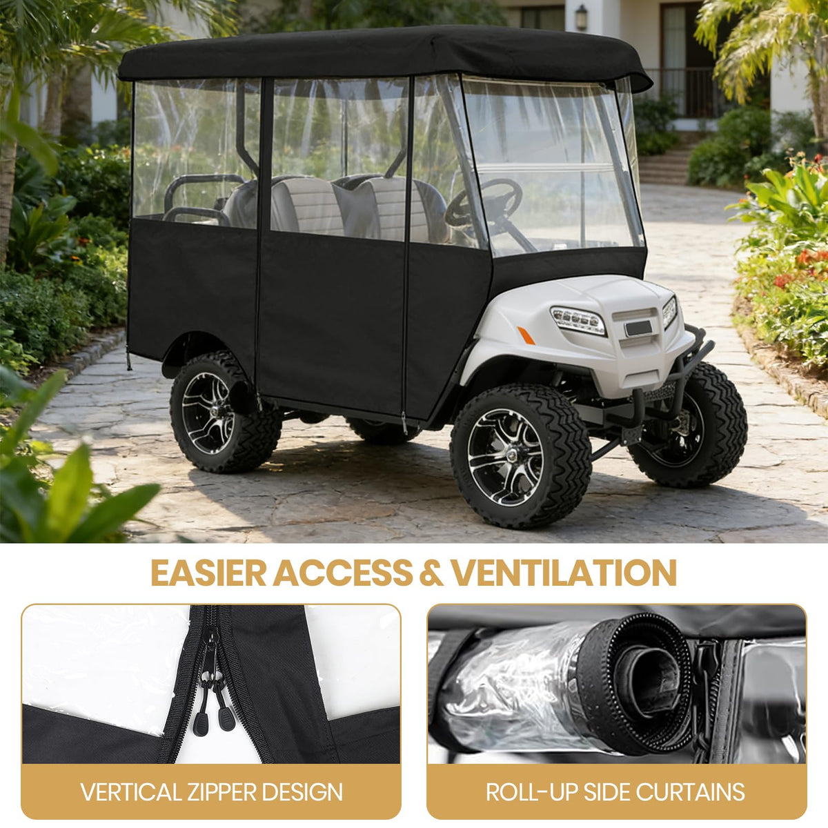 Leader Accessories durable bottom height coverage protects the cart during storage.