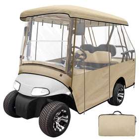 Leader Accessories golf cart enclosure overview on EZGO RXV demonstrates weather-ready design