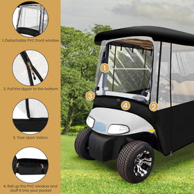 Leader Accessories golf enclosure-durapel-fabric walls shield wind and rain.