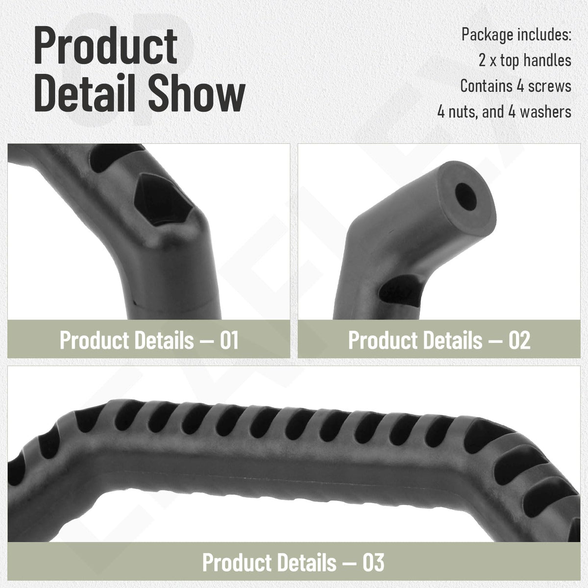Leaflex top-handle mounts to 1-inch tubing for sturdy builds.