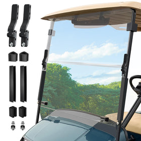 LEAPGOMAX 5mm PC windshield front view shows strength and clarity for EZGO TXT