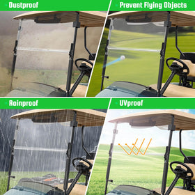 LEAPGOMAX all-weather windshield in use demonstrates clear visibility in rain