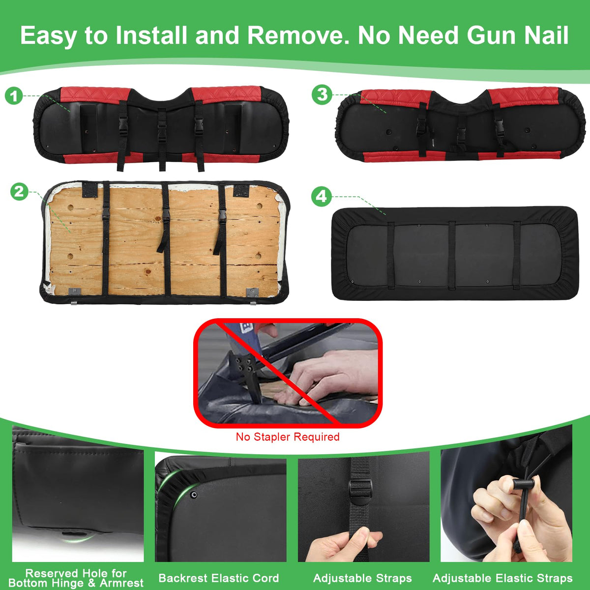 LEAPGOMAX anti-scratch red surface protects seats from daily wear