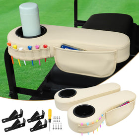 LEAPGOMAX armrest front view shows easy install and built-in cup holder