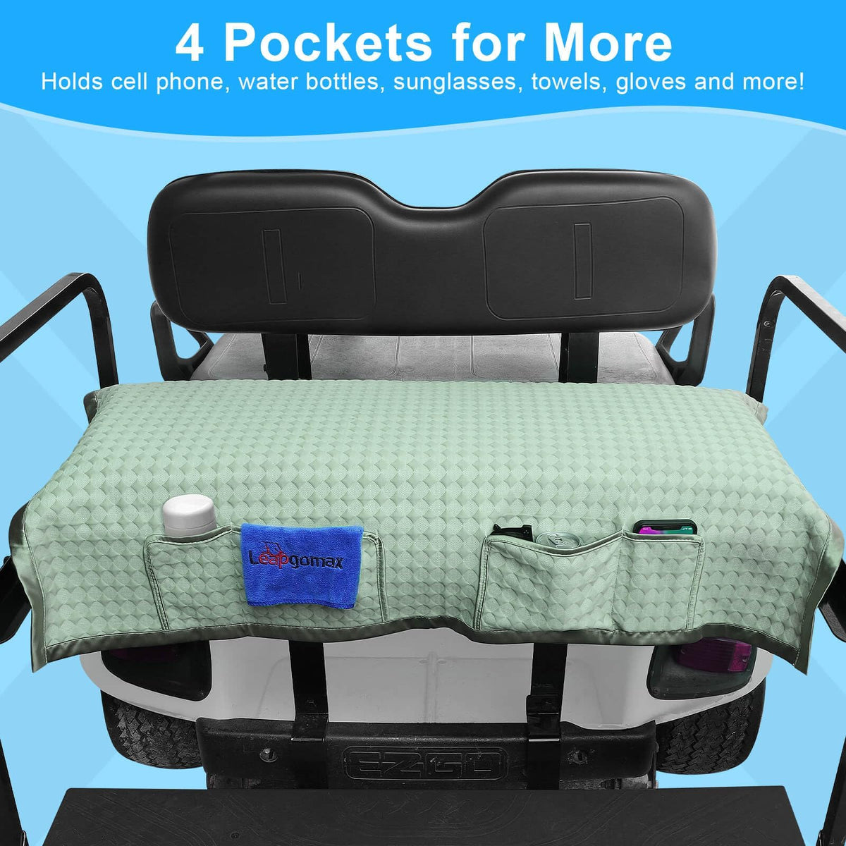 LEAPGOMAX back-seat blanket with four pockets keeps essentials organized on rides.