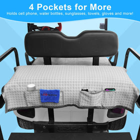 LEAPGOMAX back seat blanket with 4 pockets keeps essentials within reach.