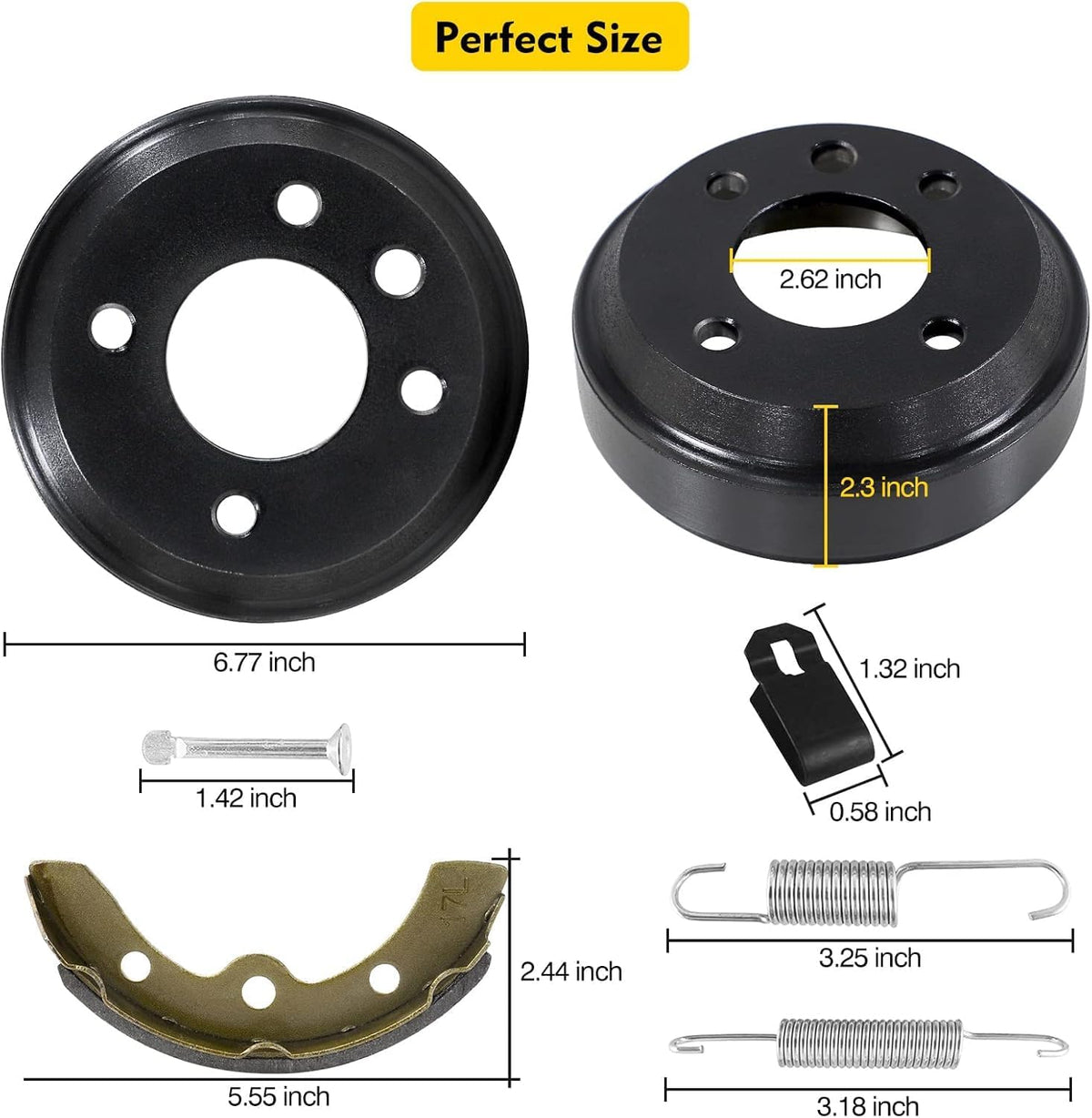 LEAPGOMAX kit includes pins and springs for secure brake shoe alignment