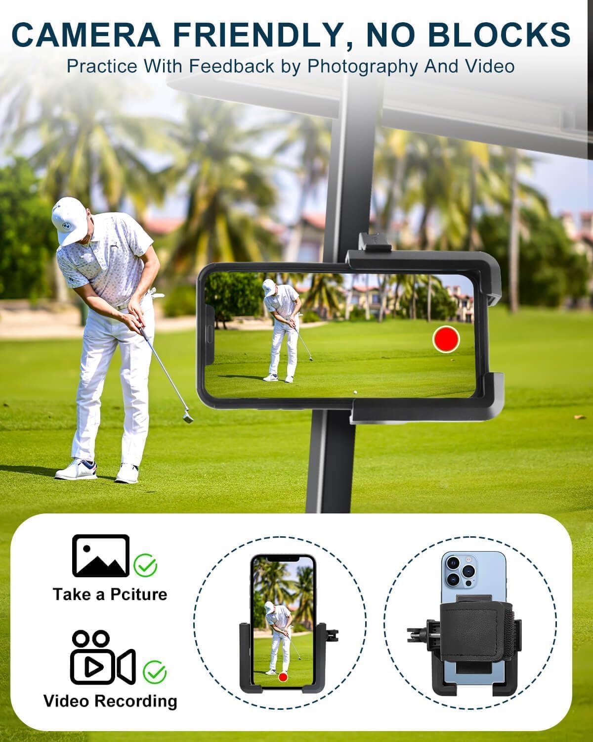 LEAPGOMAX camera-friendly design with 360-degree rotation for easy swings and GPS use.