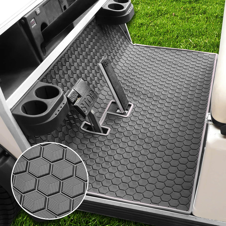 LEAPGOMAX Club Car DS full-coverage gray trim floor mat protects interior from dirt