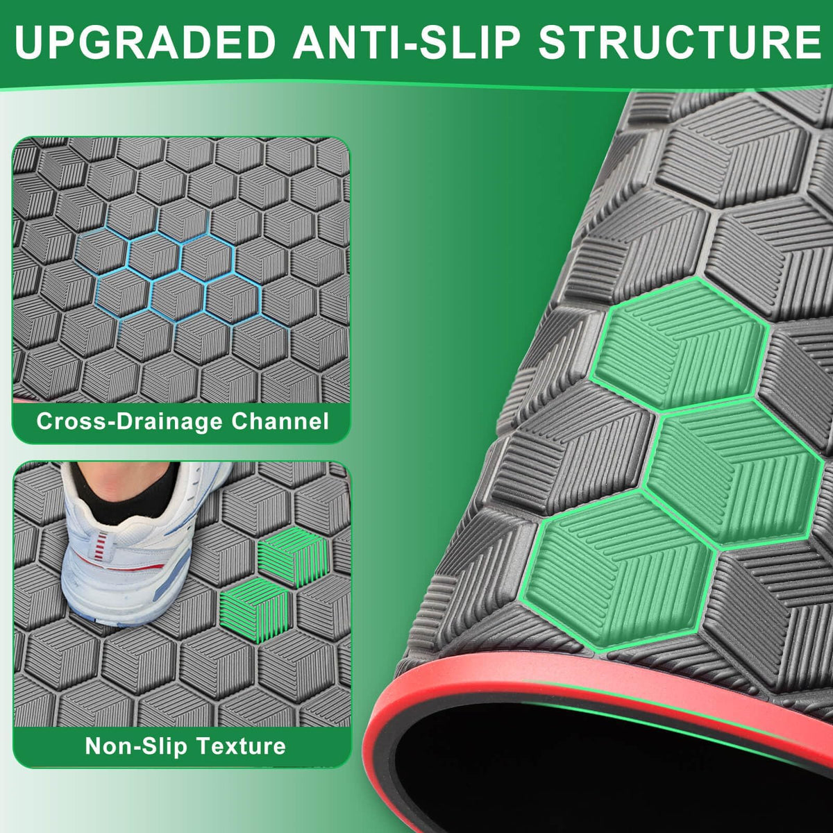 LEAPGOMAX DS floor mat with red trim adds stylish durability.