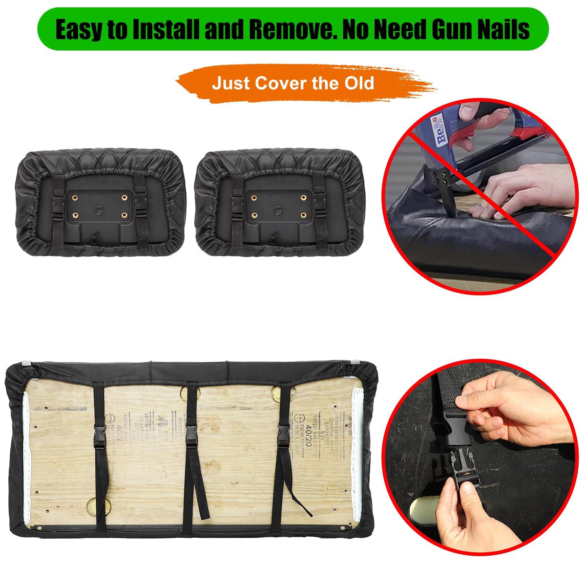 LEAPGOMAX Club Car DS front bench seat cover shows durable waterproof material.