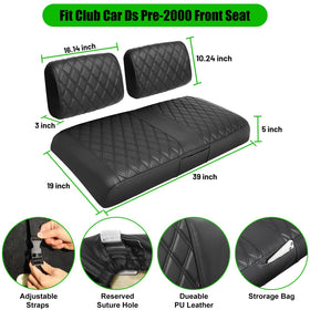 LEAPGOMAX Club Car DS installation straps illustrate tool-free fitting.