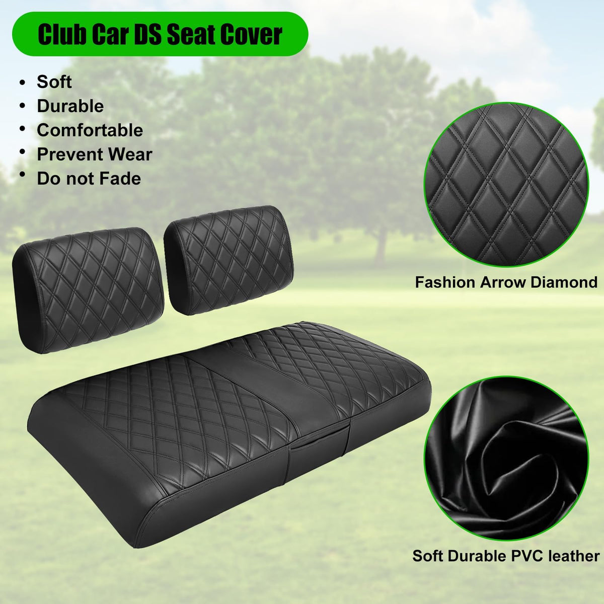 LEAPGOMAX Club Car DS seat cover pocket for small item storage.