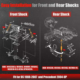 LEAPGOMAX front shocks pack shows OEM replacement compatibility for Club Car