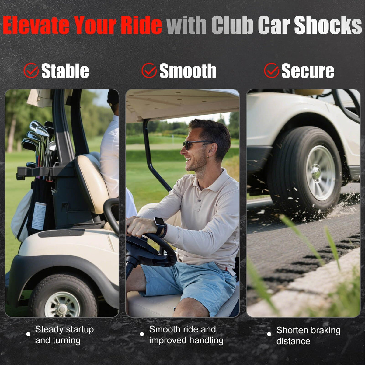 LEAPGOMAX Club Car rear shock right boosts cart stability on rough terrain