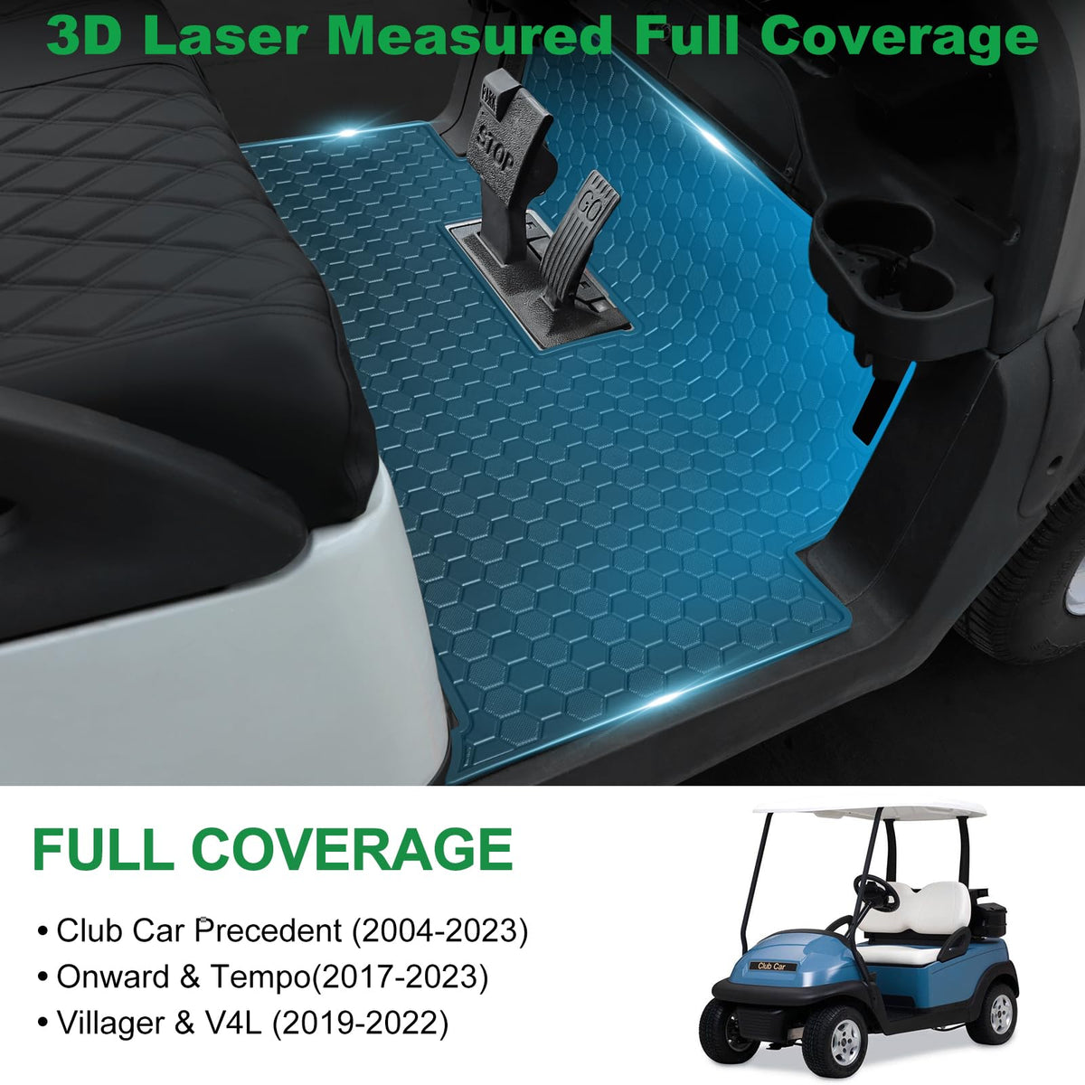 LEAPGOMAX Club Car Precedent full-coverage floor mat fitting precisely