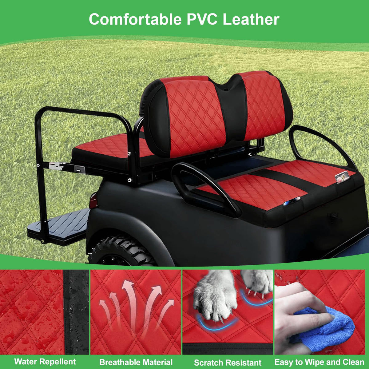 LEAPGOMAX diamond stitch detail adds style and durability to seats.
