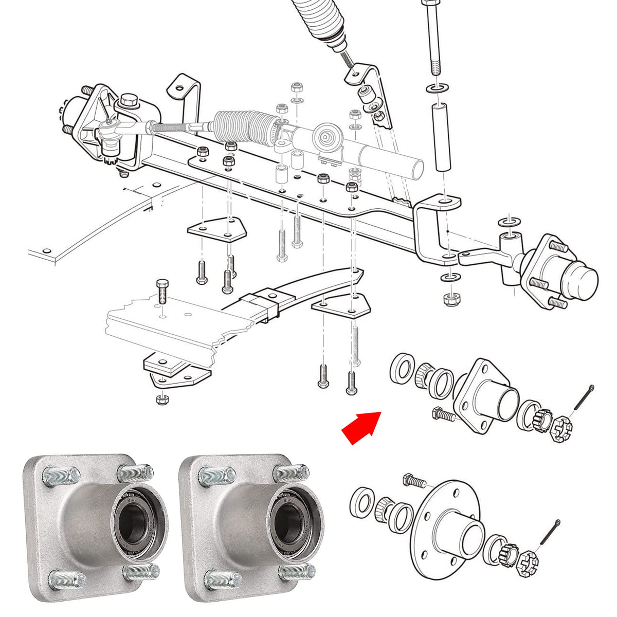 LEAPGOMAX dual-pack hub assembly for gas and electric EZGO TXT.