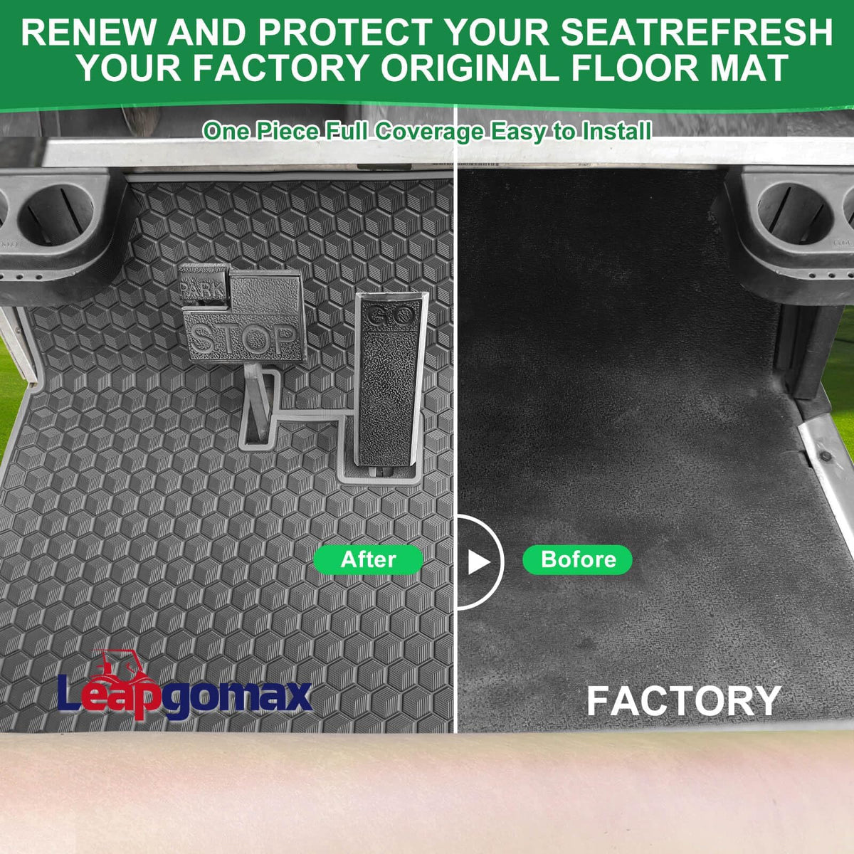 LEAPGOMAX easy-install floor mat with four securing clips