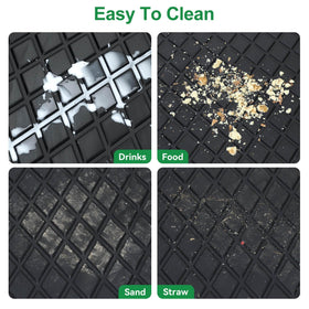 Floor mat includes extra clips to stay securely in place during drives.