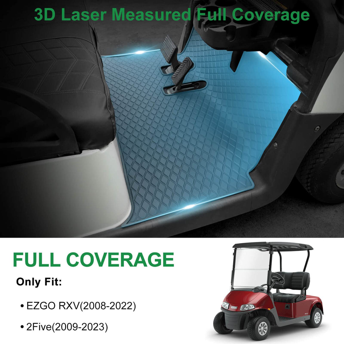 LEAPGOMAX EZGO RXV floor mat dash-to-seat fit reduces wear near pedals