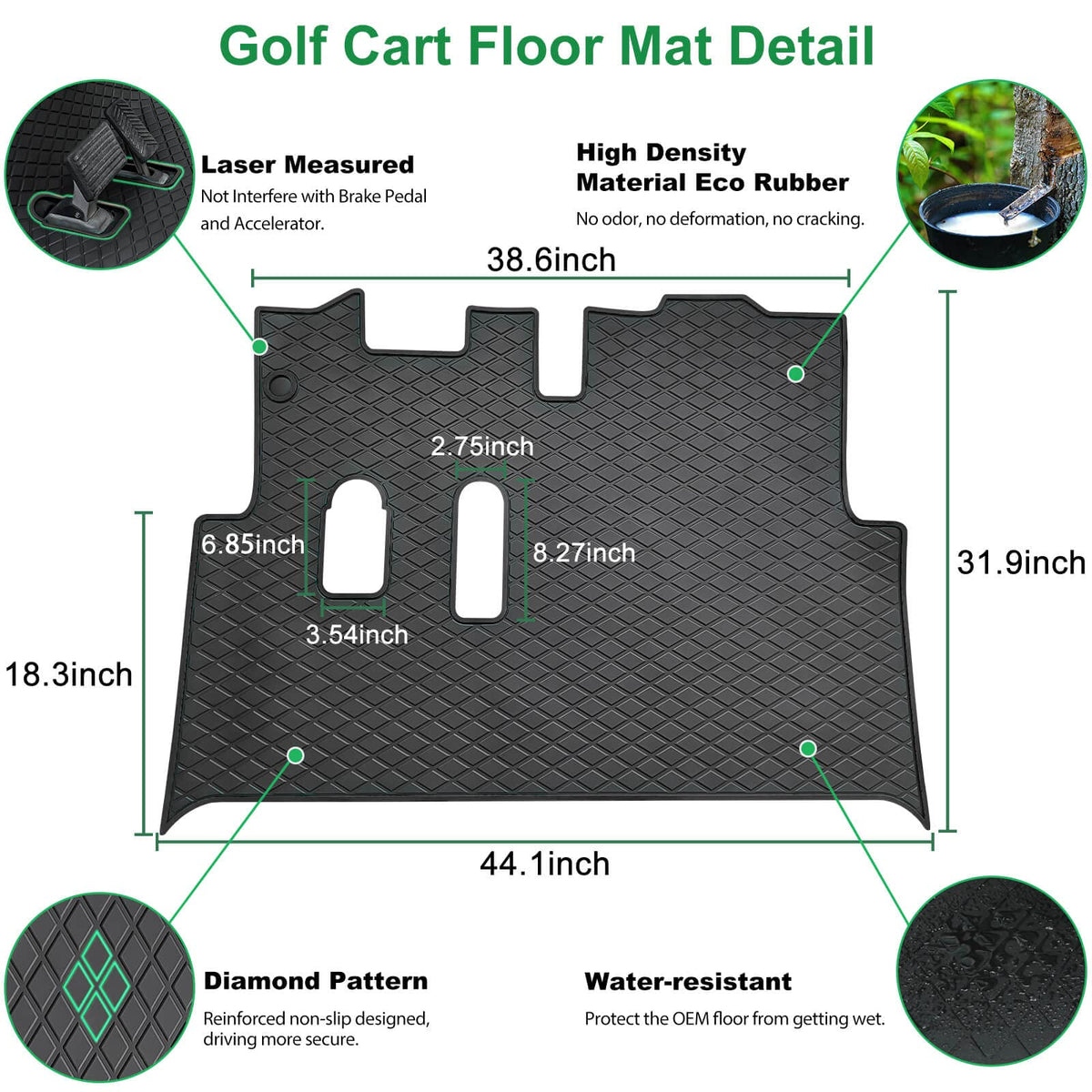 LEAPGOMAX EZGO RXV floor mat easy clean after dirty rides