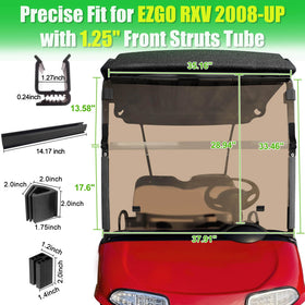 LEAPGOMAX EZGO RXV windshield includes tool-free installation hardware.