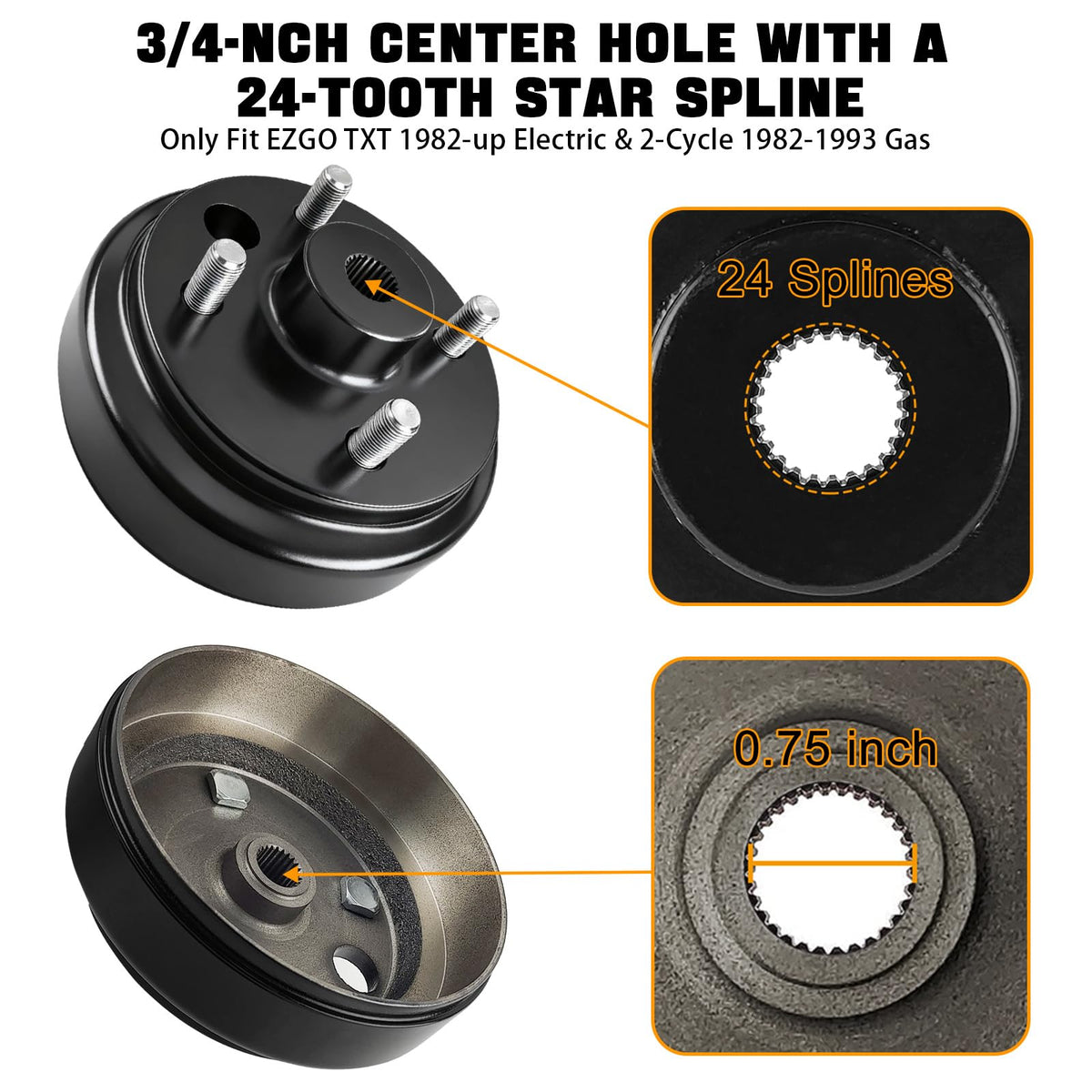 Eight lug nuts and flat washers included for secure hub mounting
